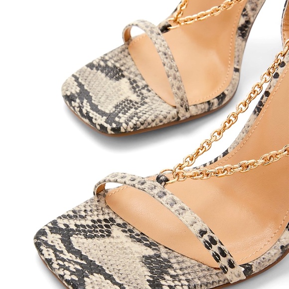 Cute, strappy snake 3.93 inch heels with chain from Express. Size 10 - Picture 2 of 7